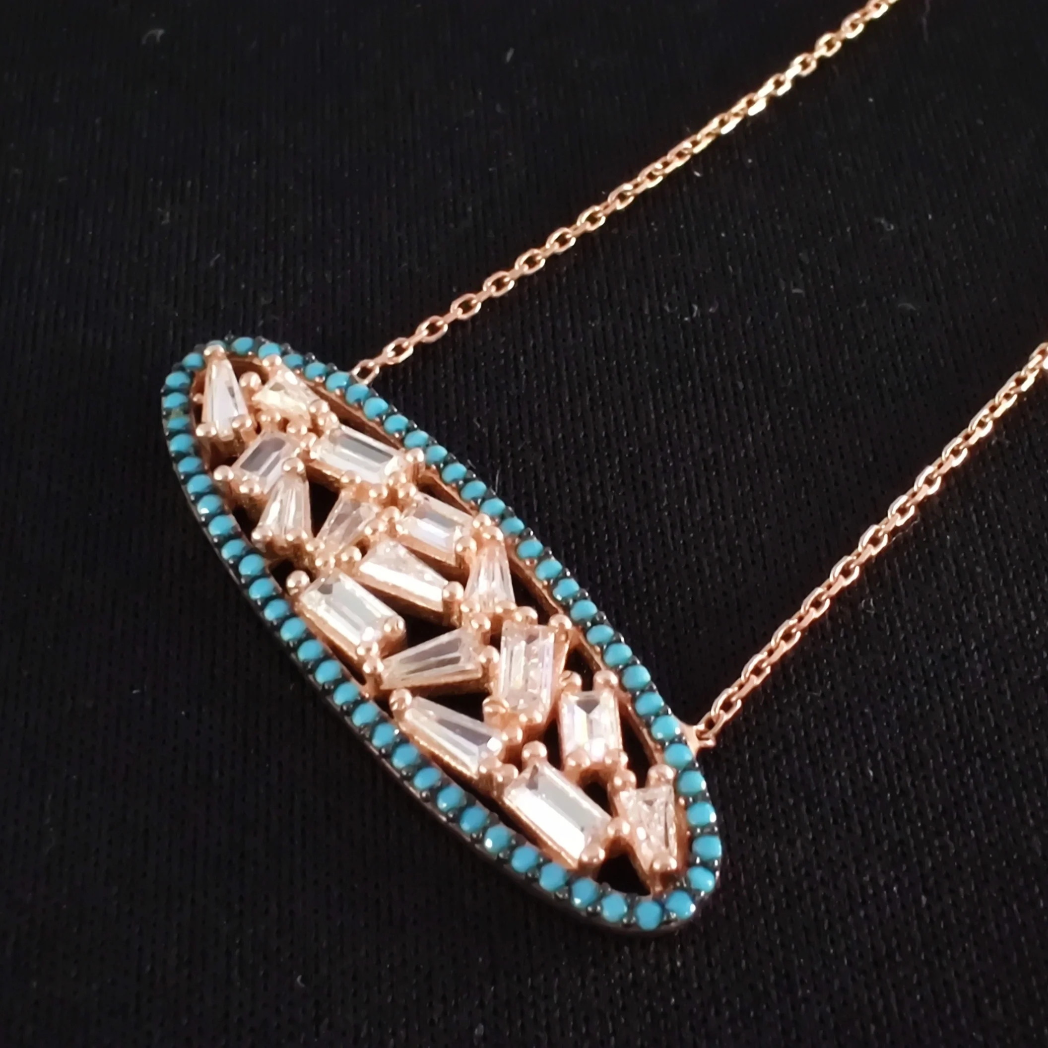 Agent China Emerald Cut Cubic Zircon 925 Silver Plating Rose Gold Necklace For Women 2023