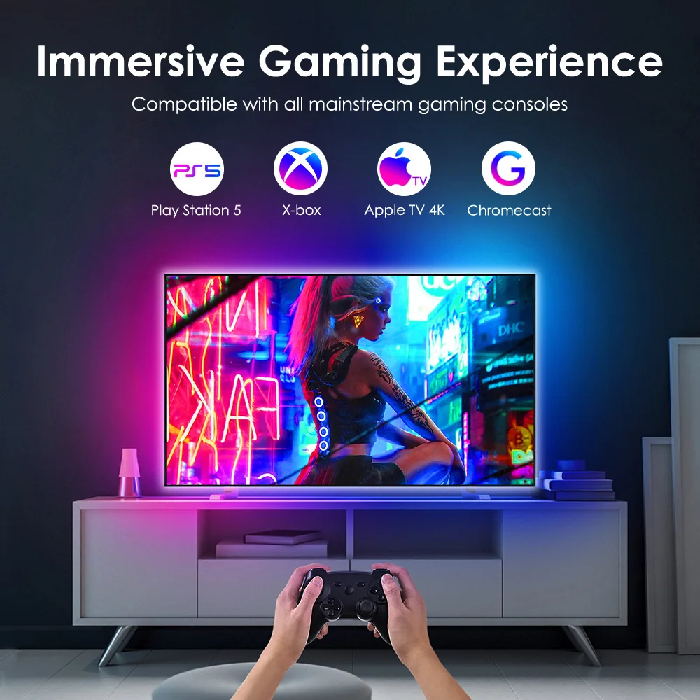 Bluetooth APP TV Backdrop Decoration Lights RGB LED Strip Colourful Ambient Lights