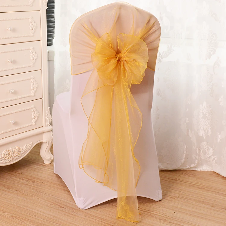 High Quality Sheer Organza Wedding Chair Sashes Chair Hood Sashes For Wedding Event Banquet Suppliers