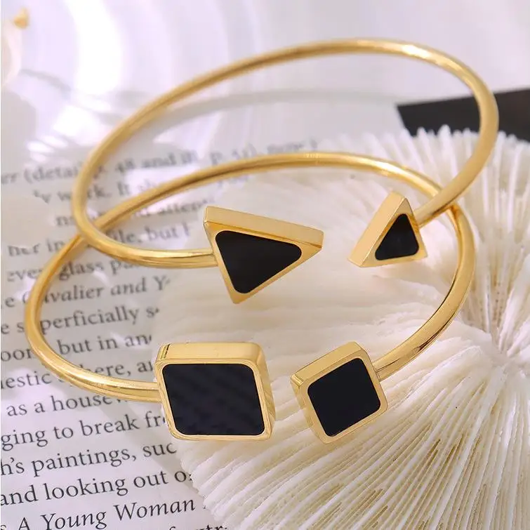 Trending 2022 open stainless steel bracelets gold plated cheap bracelet adjustable bangle bangles jewelry women