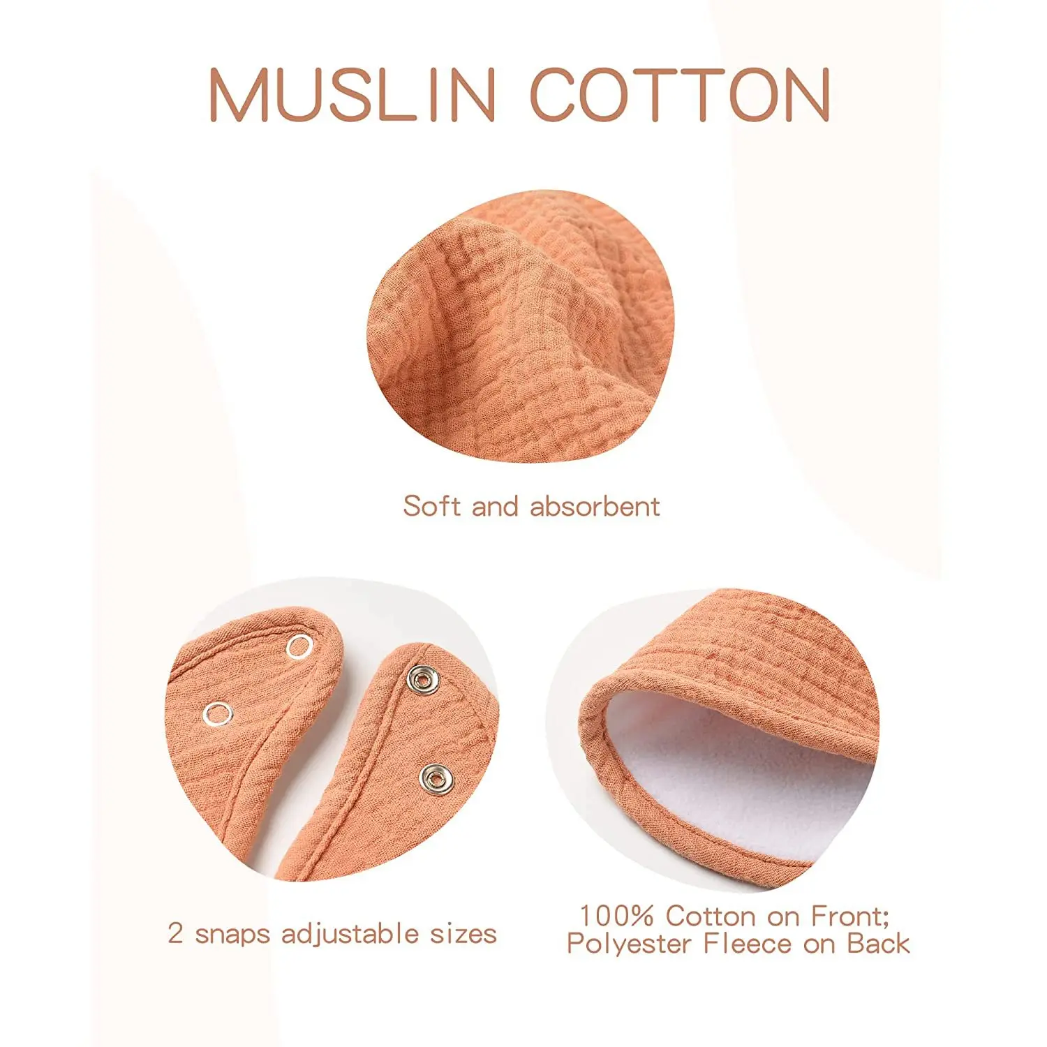 factory new design washable reusable Strong water absorption Baby Cotton Muslin Bibs