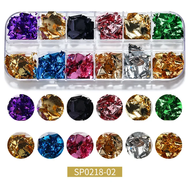 Nail Sequins classical Foil Bronze 3D Rose Gold Flake with Nipper Nail Art Metal Full Cover Nails DIY Manicures Decoration Tools