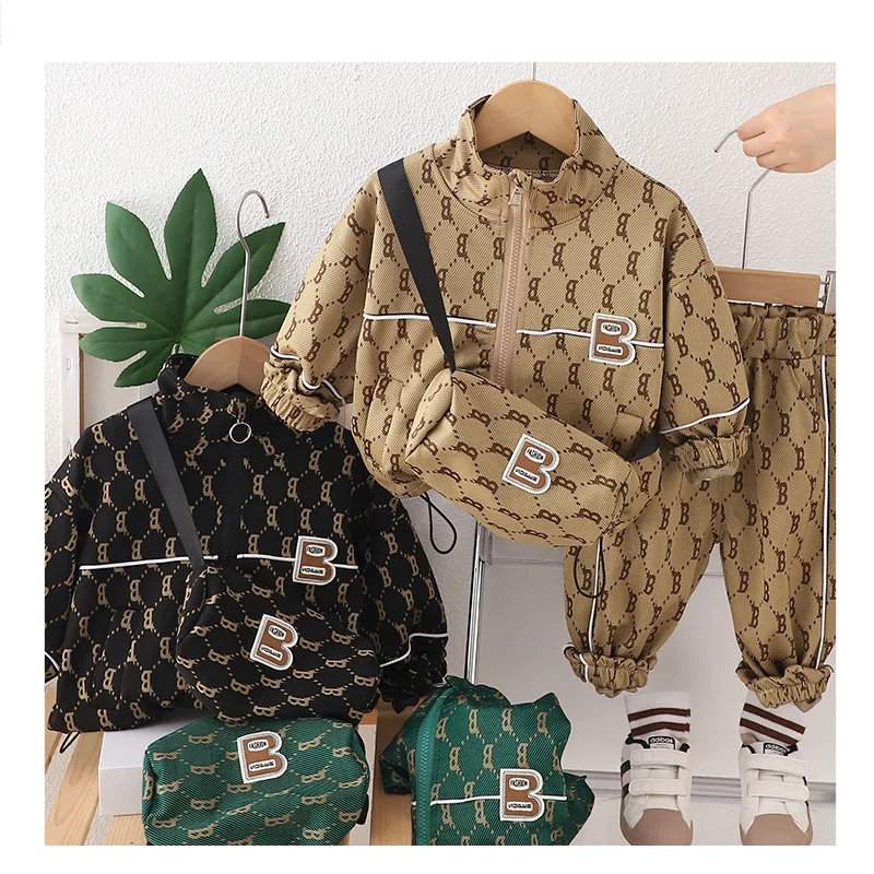 Children Fashion Designer Boutique Toddler Kids Three Pieces Tracksuit Baby Activewear Clothing Sets Luxury Boys Outfits