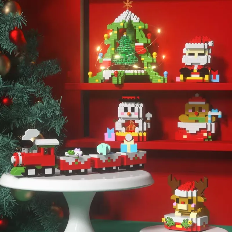 Creative Christmas Series Building Blocks Assembled Toys Santa Claus Snowman Tree Kawaii Bricks Model For Children Xmas Gifts