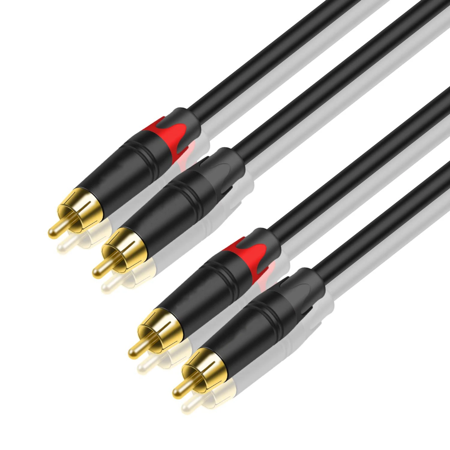 24K Gold plated 2RCA to 2RCA audio cable copper male to male/female support customized metal shell