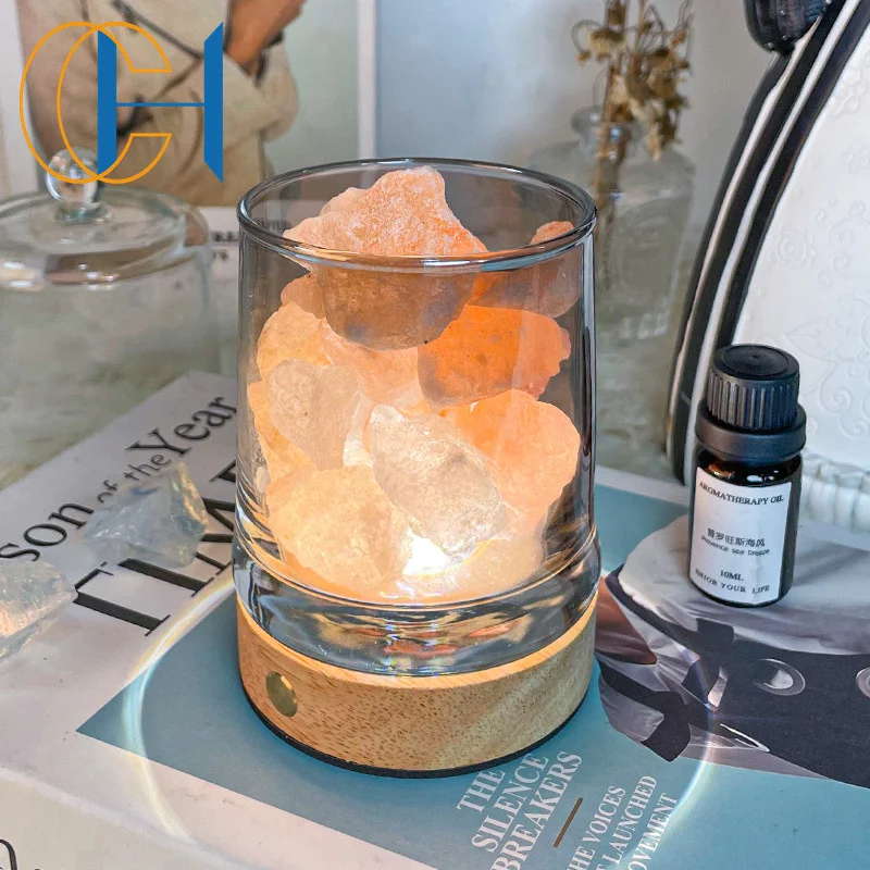 C&H Salt Stone Aroma Crystal Stone Diffuser Home Fragrance Lifelike Flame Rock Reed Diffuser Set