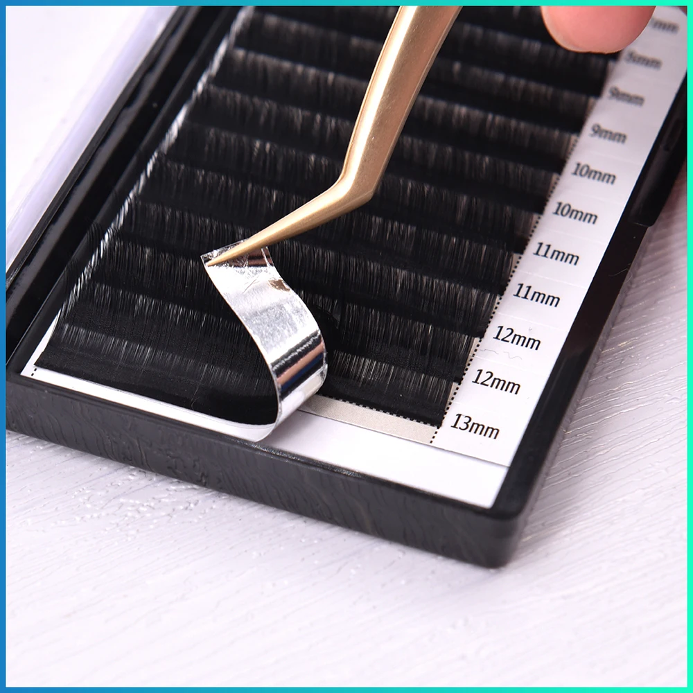 LashPlus Supplier 12 Rows Black Cashmere PBT Customized Individual Vegan Soft  Natural Silk Private Label Lash Trays