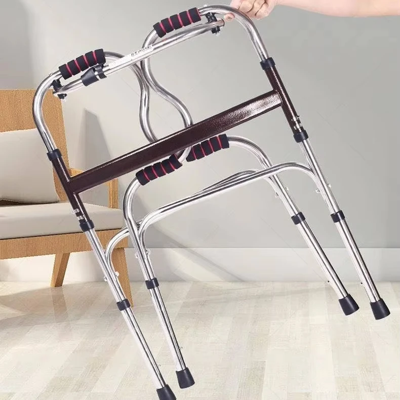 Walking Aid Manual Walker Adult Double Bend Frame Hospital Walkers For Disabled Elderly People Aluminum Walker