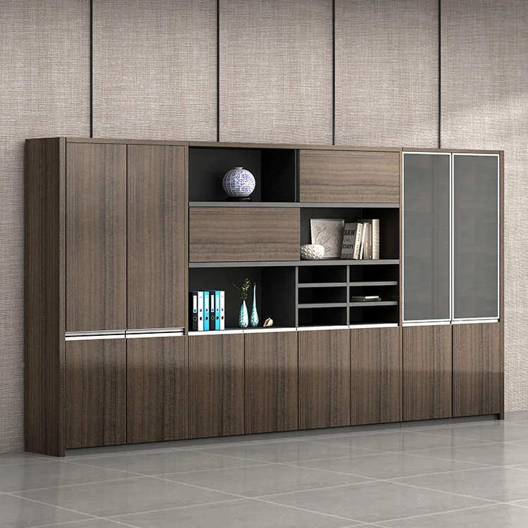 Customized szie melamine open file storage shelf with swing open doors 2/3/4/5/6/7/8 doors office storage cabinet