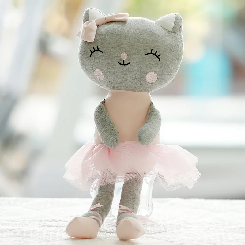 Милая мультяшная Розовая кошка пачка Длинная нога плюшевые куклы игрушки подарок для девочек