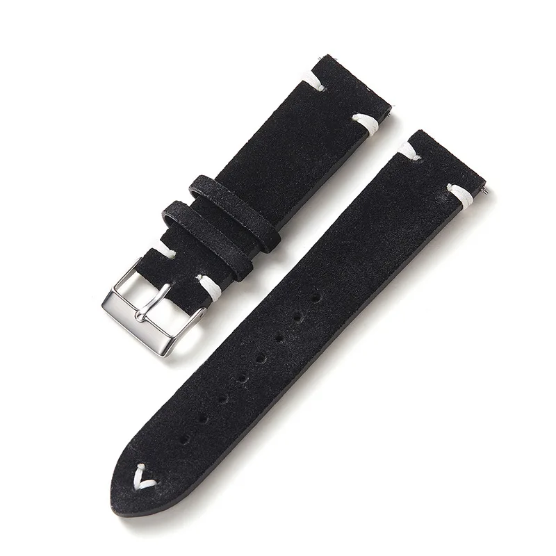 Personalized Matching Color Stitching Leather Velvet deerproof Suede Watch Strap Switch Quick Release Watch Bands Wholesale
