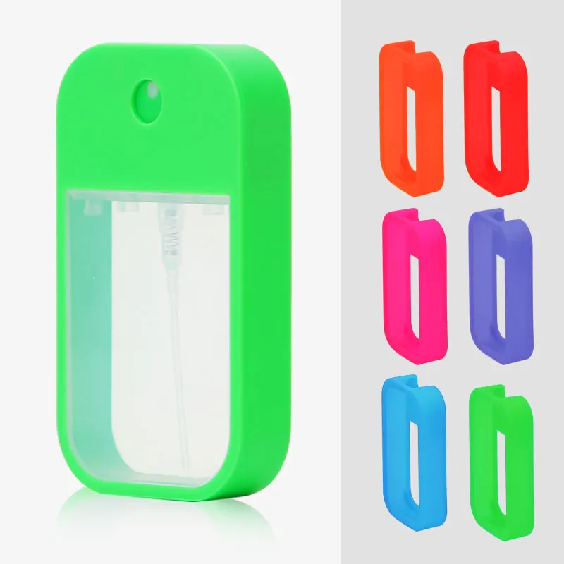 Portable Cell Phone Shaped 45Ml 45 Ml PETG Multi-Colors Keychain  Flat Mist Credit Card Spray Bottle with Silicone Case