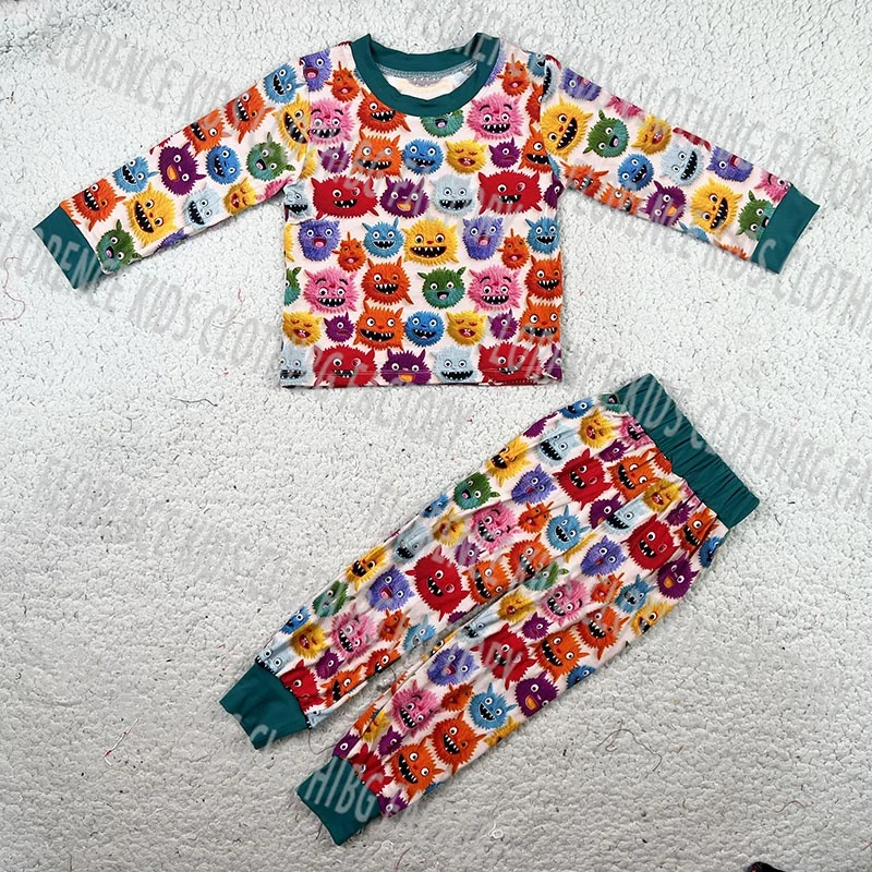 DH ODM Latest autumn winter boys girls custom bamboo 2 pieces pjm outfit baby girls clothing sets
