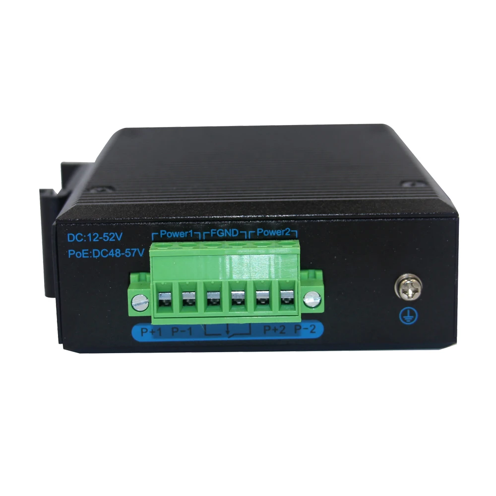 Industrial Grade Fiber Media Converter 2-port 10/100Mbps RJ45 + 1-port 100Mbps SC dual fiber MM 2km DIN Rail type DC10~52V