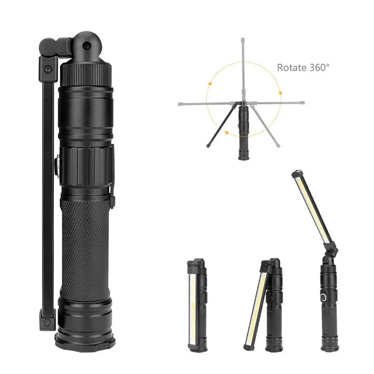 USB Rechargeable Vintage Camping Lamp 360 Rotate LED Work Light for Examining Repair Car Work-Strong White Light