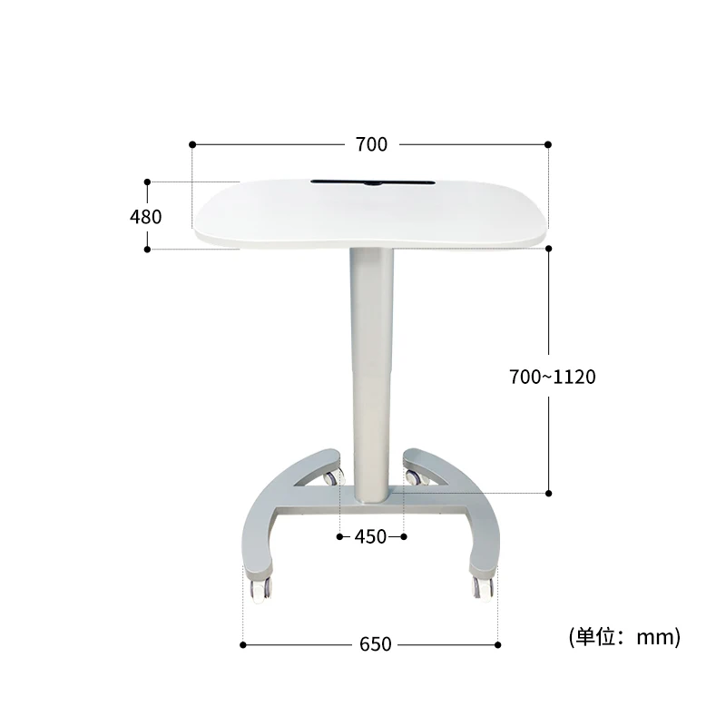 Ergonomic pneumatic table with wheels,Single leg easy move sit to stand laptop table