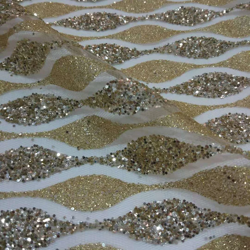 Высококачественная Роскошная блестящая Тюлевая сетка серебряного цвета для вечернего свадебного платья горячая распродажа Золотая кружевная ткань с