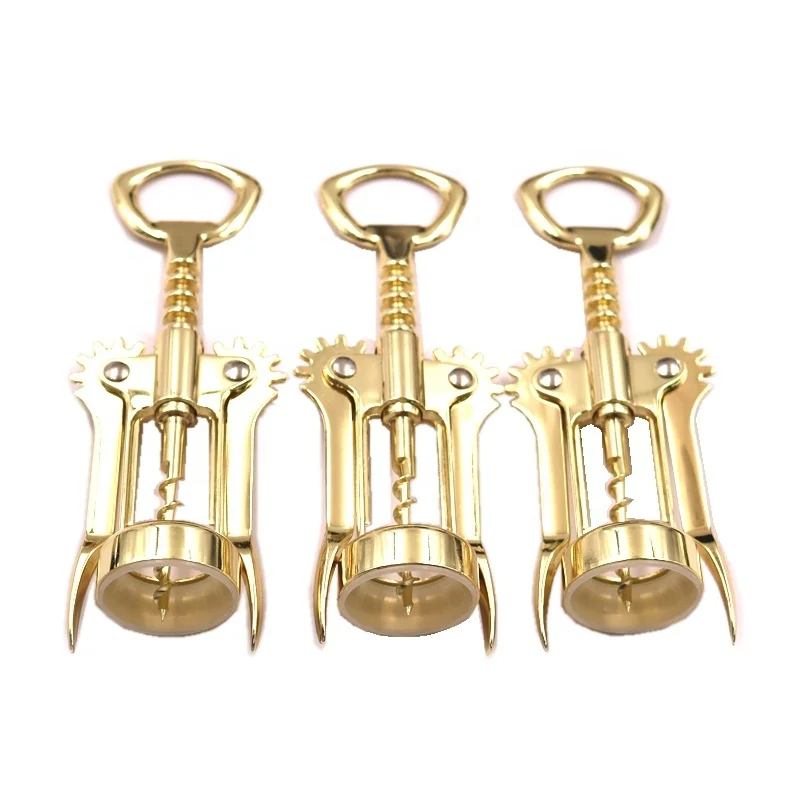 Best selling custom logo gold color plating gold color metal zinc alloy beer wine bottle opener corkscrew high quality