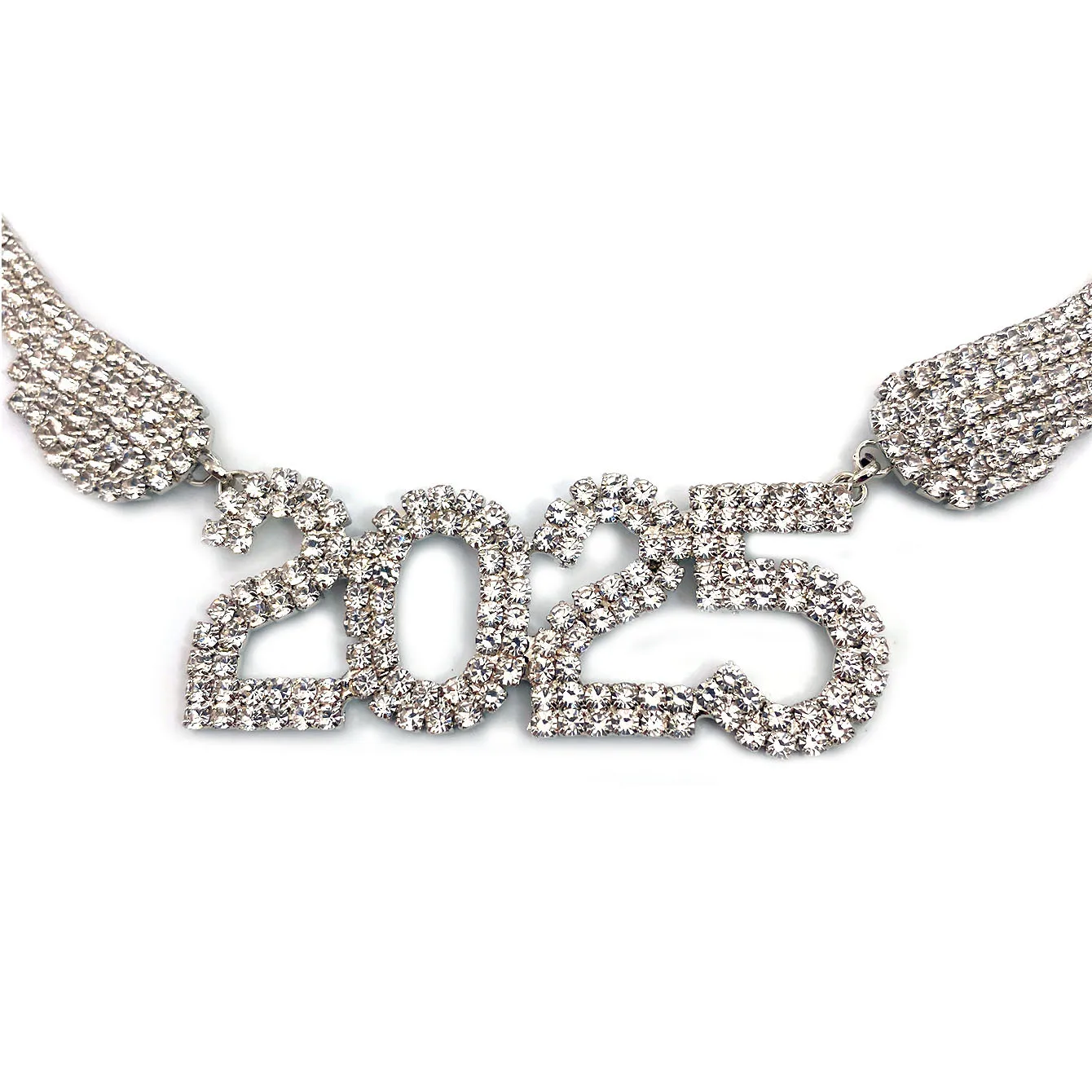 NEWEST custom year number name 2025 angel wings crystal choker necklace for women best christmas new year gift