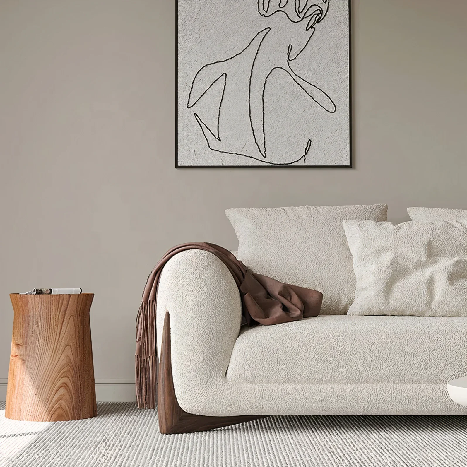 Processing Customized Furniture Living Room Curved Sofa Cashew Teddy Fabric Villa Hotel Office Sofa Modern Living Room Sofas