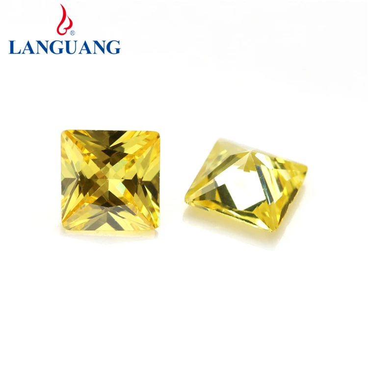 Lan Guang  Gemstone Wholesale Price 1.5mm-15mm Cut CZ Rough Olive yellow Square Cubic Zirconia Rhinestones