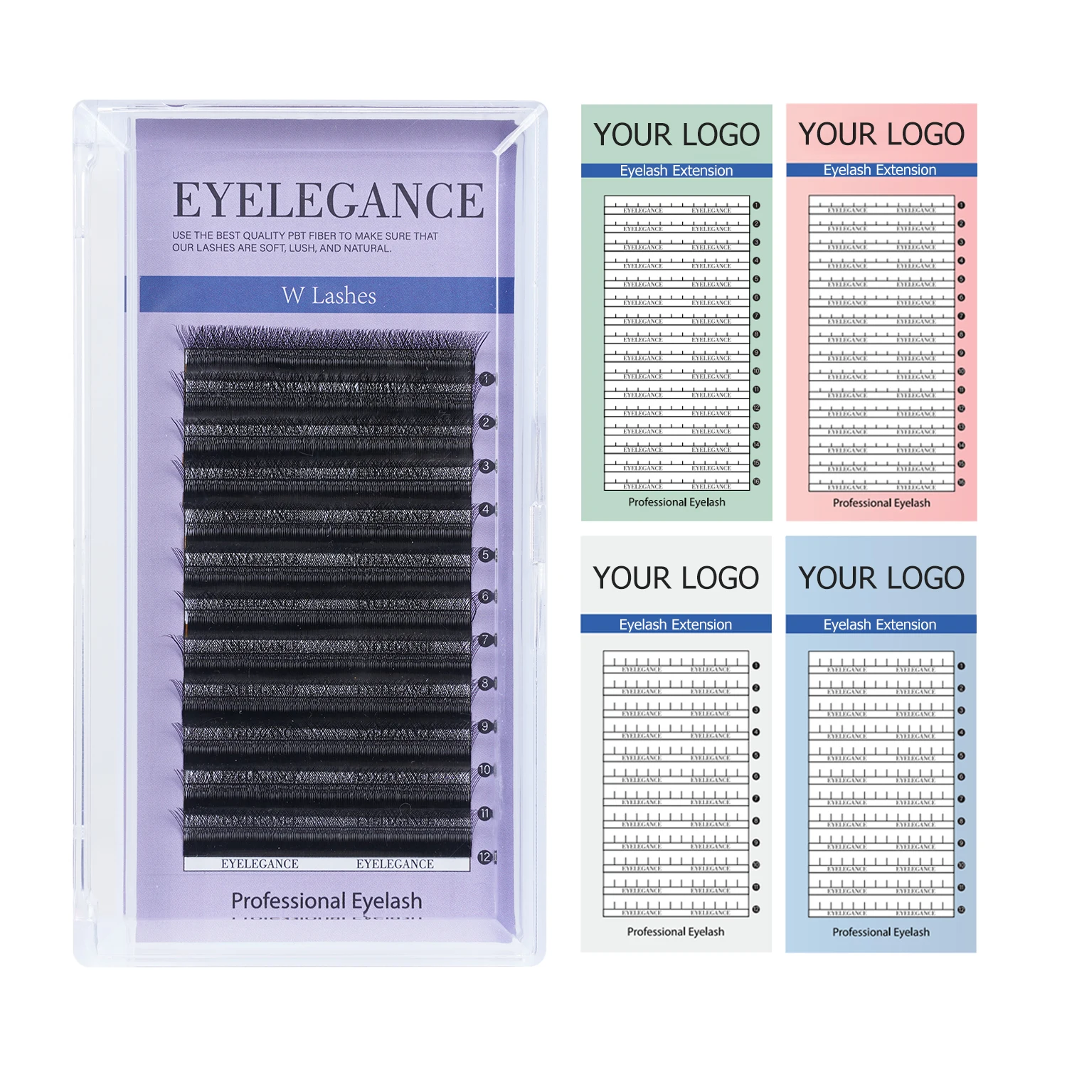 Private Label Korea Pbt Fiber 6D W Shape Lashes Extensions For Beauty Salon