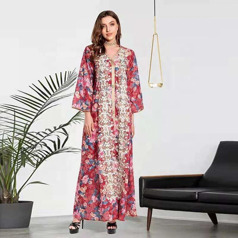 Новое вечернее платье abaya dubai monsoon Arabic юбка с принтом длинным рукавом марокканский кафтан мусульманское для выпускного вечера jalabiya женщин