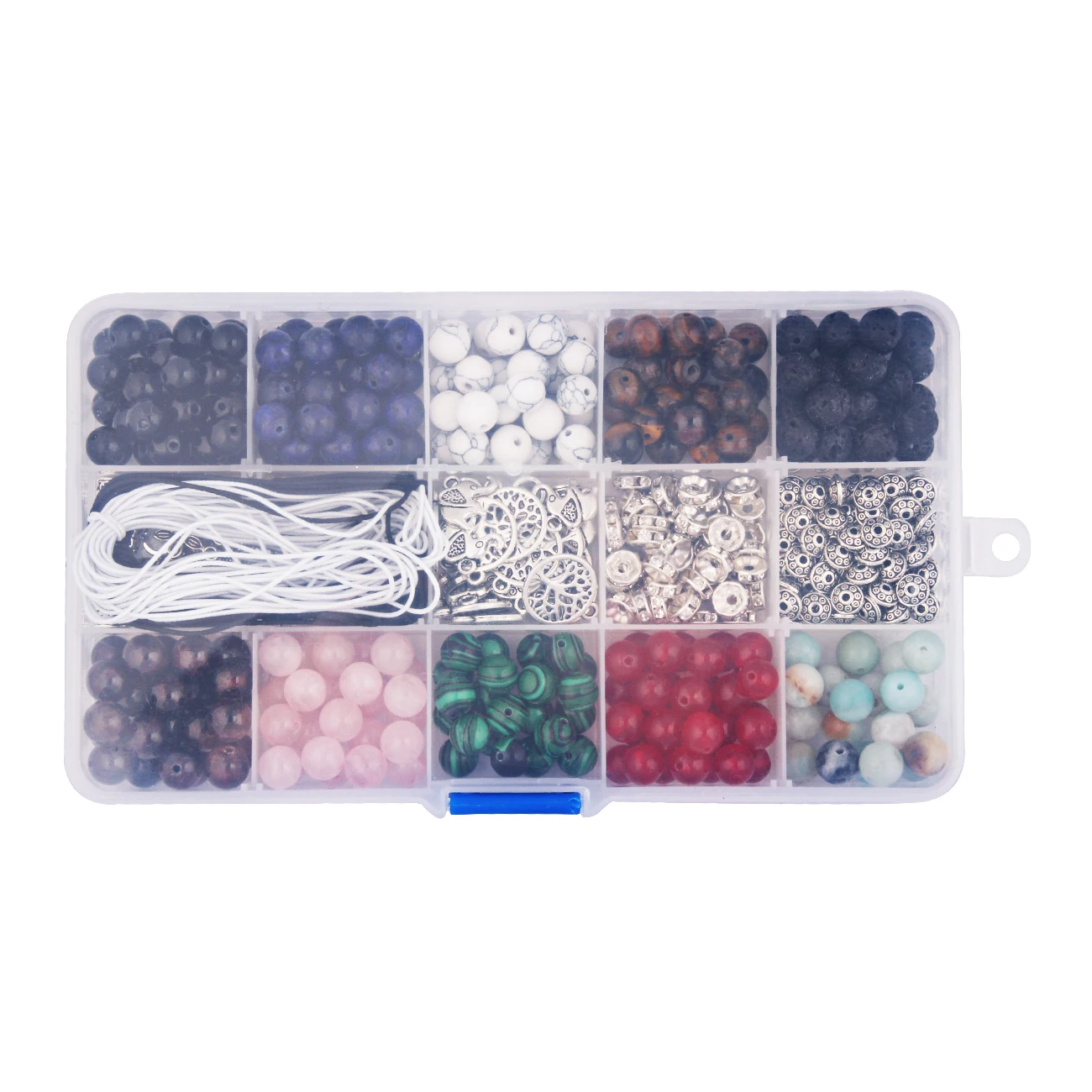 
418 Pcs Beads Kit for Jewelry Making Round 8 mm DIY Bracelet Beads Kit Natural Stone Beads for Kids Adults 