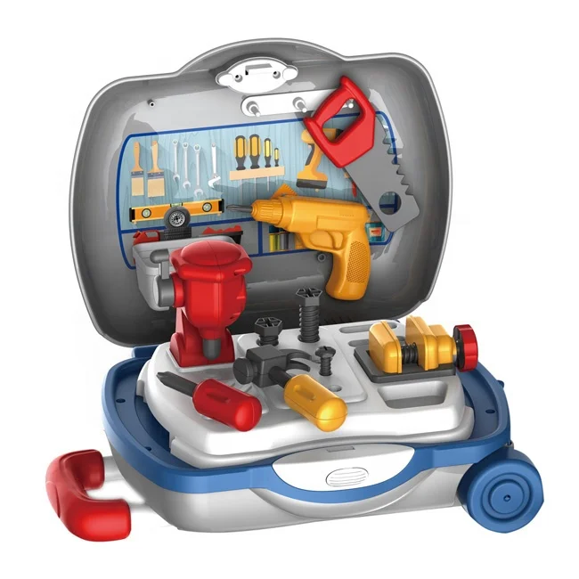 17 pcs tool playset pull bar box play house toy pretend play toys funny kids tool set with plastic box