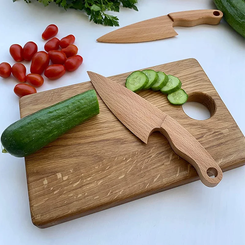 Montessori Handmade Craft Wood Handle Wooden Kids Knife for Kitchen