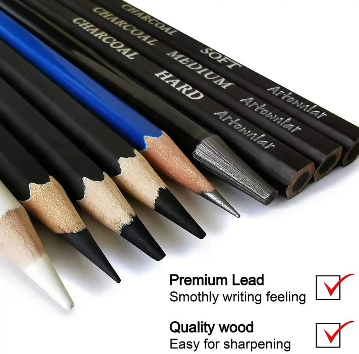 Professional 40 Pieces Sketching Supplies with 3-Color Sketchbook, Graphite Charcoal Pencils, Artist Kit for Adults Teens