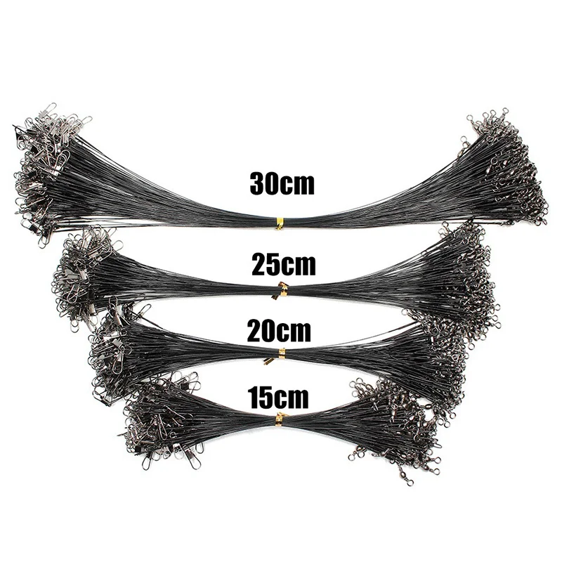 20PCS Anti Bite Steel Fishing Line Steel Wire Leader With Swivel Fishing Accessory Lead Core Leash Fishing  Wire15-50CM