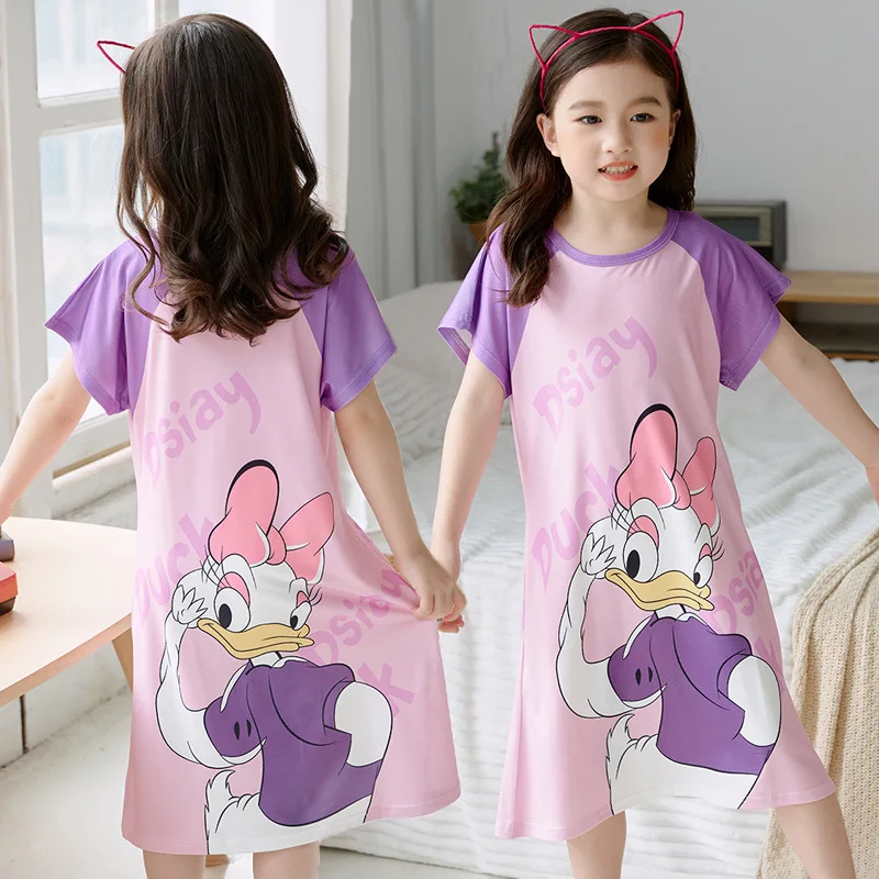 Cartoon Sleep Dress short sleeve summer spring Girls Pajamas dresses Kids Girl Night wear