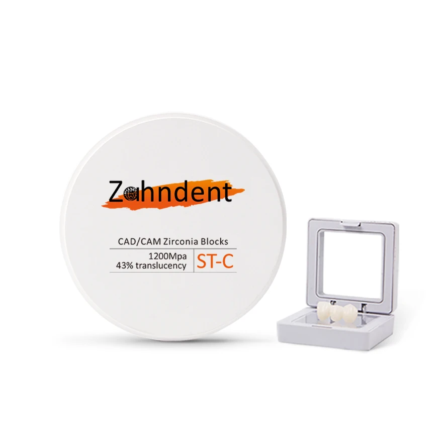 Zahndent лидер продаж высокое качество 43% полупрозрачность стоматологический cad cam ST-C циркониевый керамический блок для стоматологической