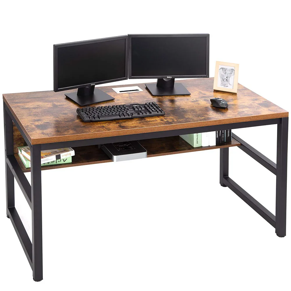 Office Computer Walnut Computer Desk Writing Table with Storage Shelves Simple High Quality Wood Office Furniture Modern Wooden