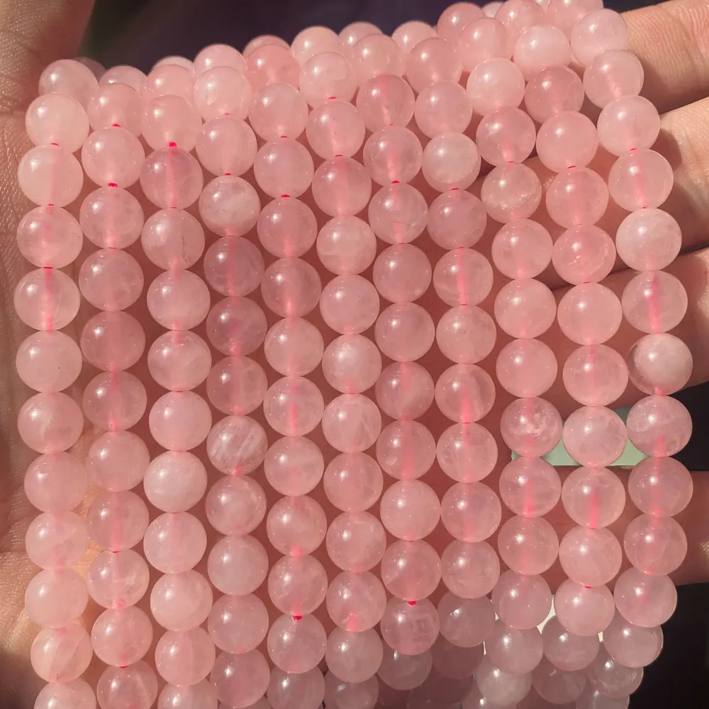Wholesale Bulk Loose Pink Crystal Healing Stone Round Polished Natural Rose Quartz Jewelry Beads For DIY Bracelet Necklace