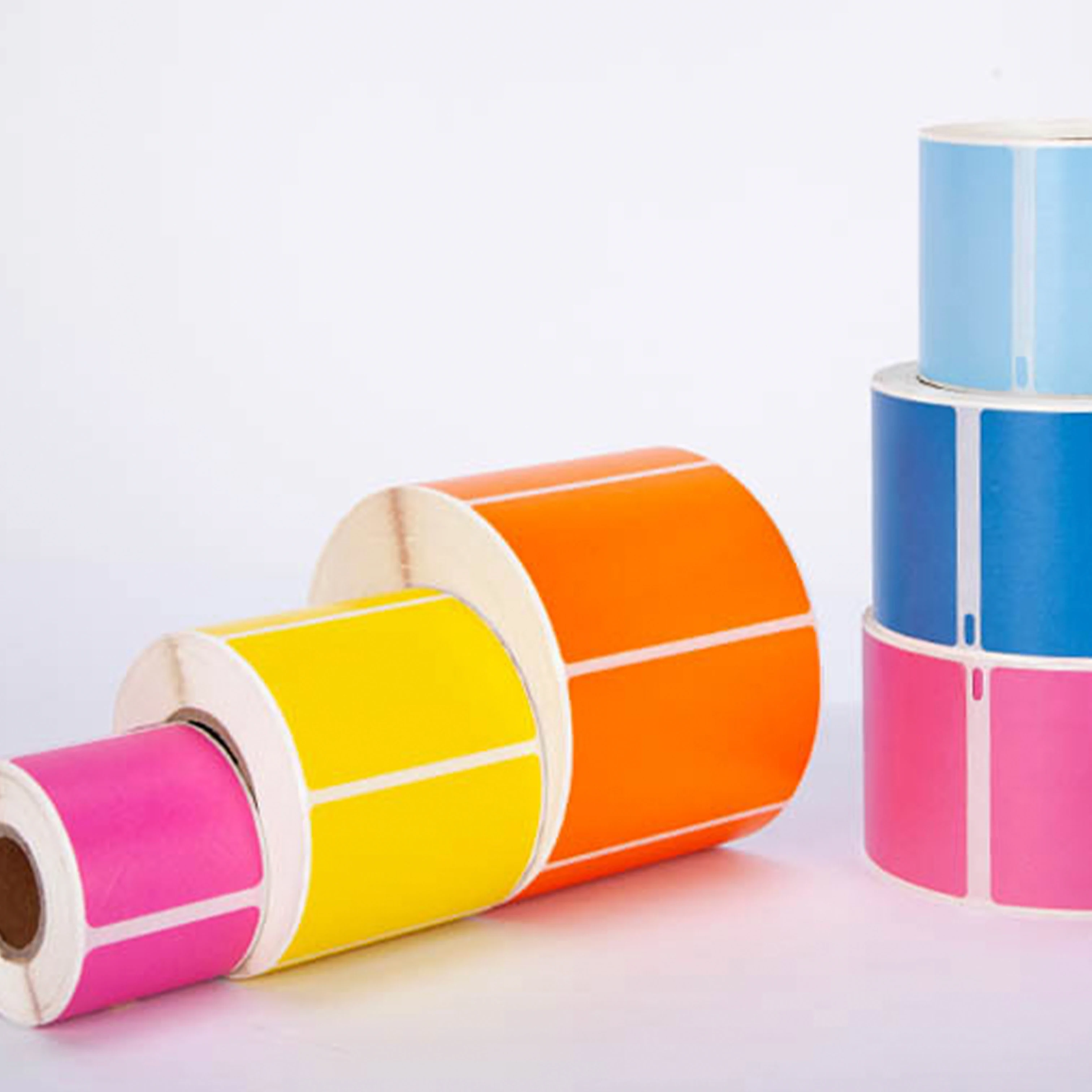 Customized Color Self Adhesive Direct Thermal Sticker Labels Shipping Sticker 4x6 Yellow Thermal Roll Label