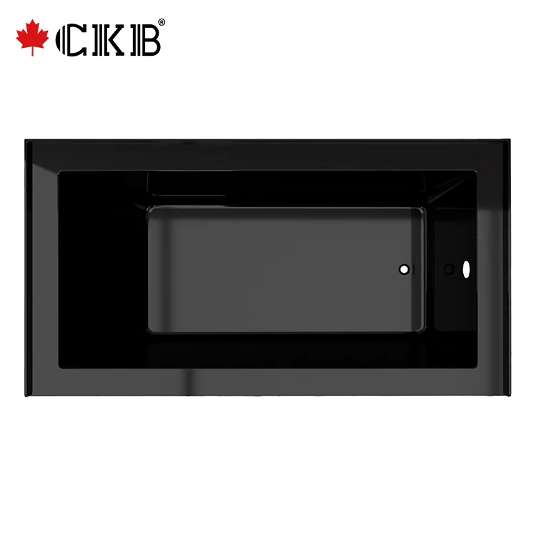 CKB OEM ODM Bathroom Recessed Left Right Drainer Rectangle Black Acrylic Apron Bathtub