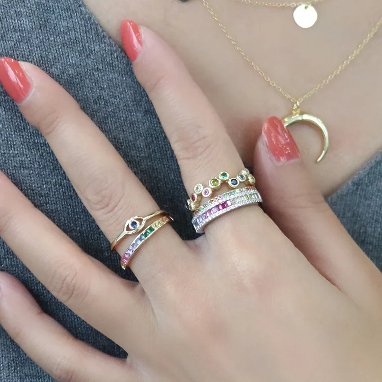 Blue Eye Anillos De Ojos 18k Gold Plated Jewelry Zirconia Rings Jewelry Women 925 Sterling Silver For Girl xupink
