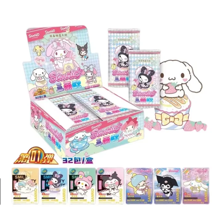 Wholesale Sanrios Game Playing Cards Booster Box Japanese Anime Kitty My Melodys Kuromis Cinnamoroll Collection Cards Toys