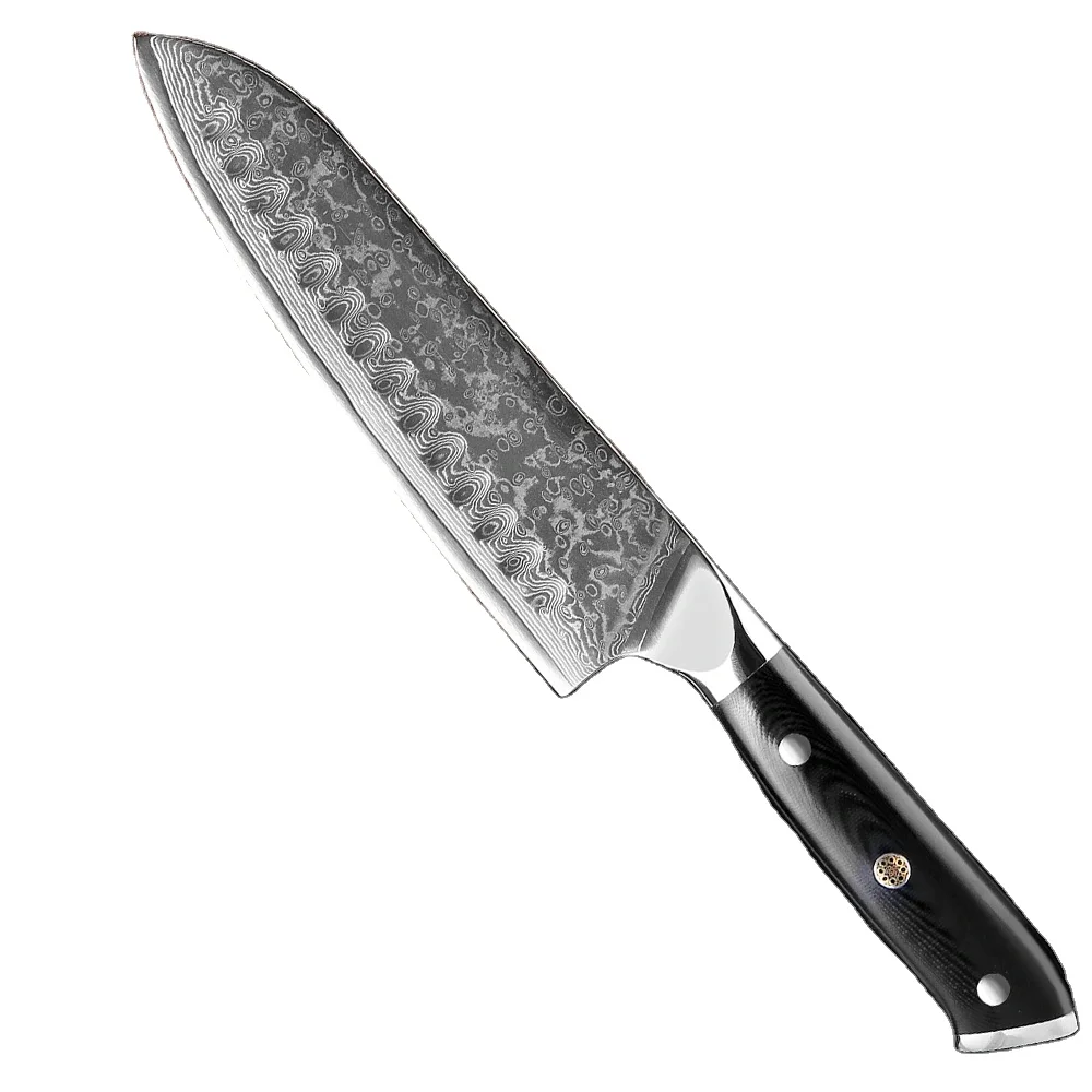 7-дюймовый Нож для шеф-повара Santoku из дамасской стали 67-слойный нож VG10 Острый кухонный нарезки мяса и овощей инструмент мясника