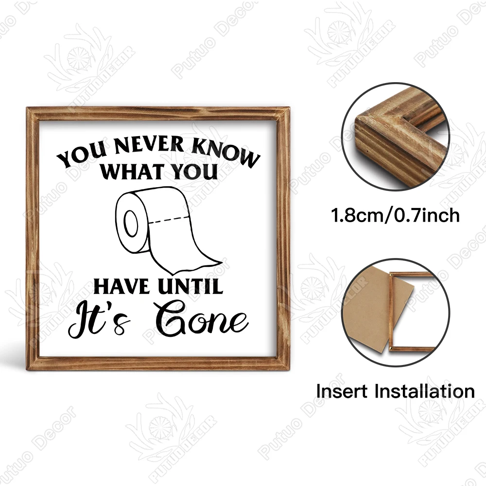 Putuo Decor Custom Wash Your Hands Wooden Hanging Wall Sign Coffee Positive Wood Frame Plaque Decoration