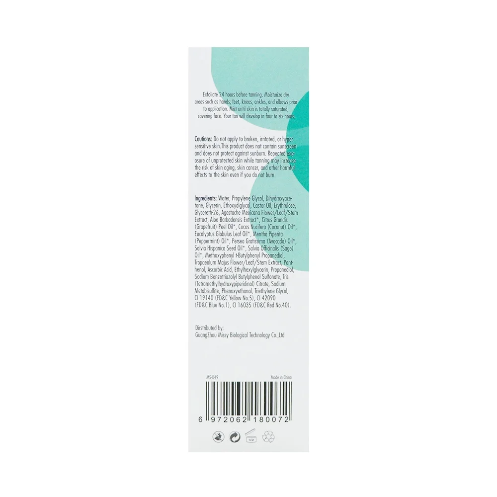 Высокое качество частный ярлык спрей для загара самостоятельно воды в 100 мл