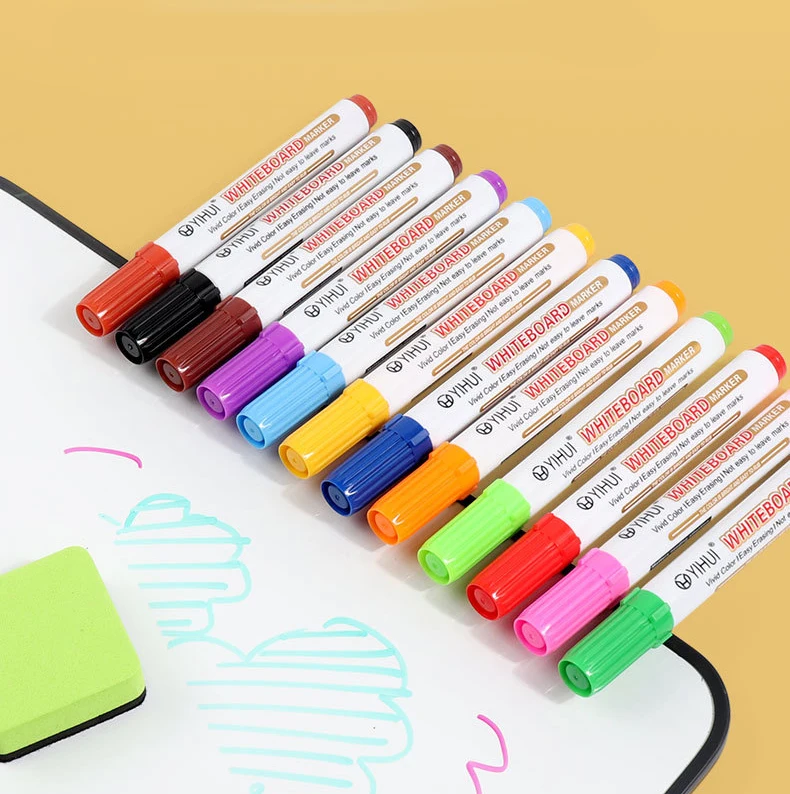 Large capacity 12 color erasable whiteboard pen office writing board thick headed message marker pen
