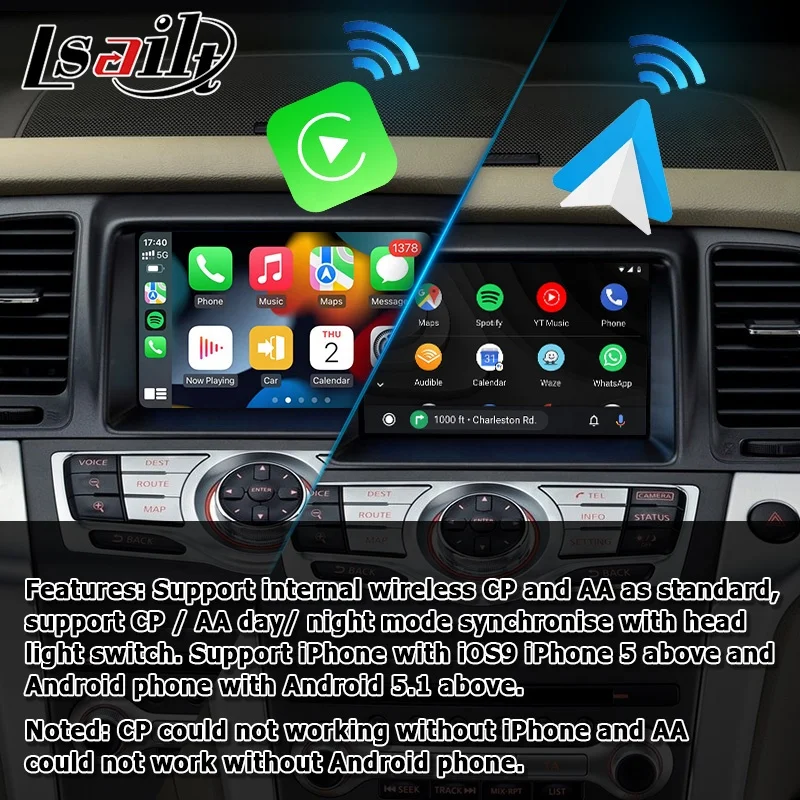Lsailt CP AA / android interface box for Nissan Murano Z51 2011-2014 with gps navigation wireless auto YTB Netfli