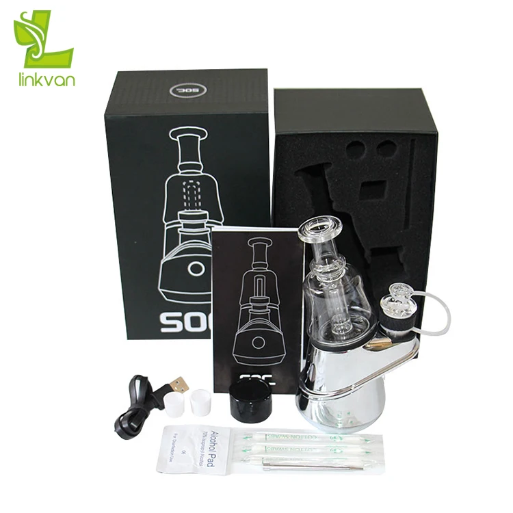 
Mini SOC Vape Kit Smart Powerful Oil Heating Portable Dab Rig Wax Pen Glass Tank enail Tobacco Dry Herb 
