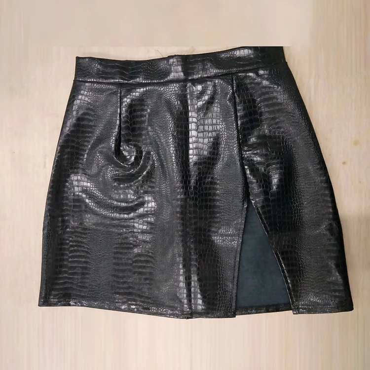 Latest Popular Snake Skin 2021 Fashion Leather Skirt Black Night Club PU Sexy Skirts Woman