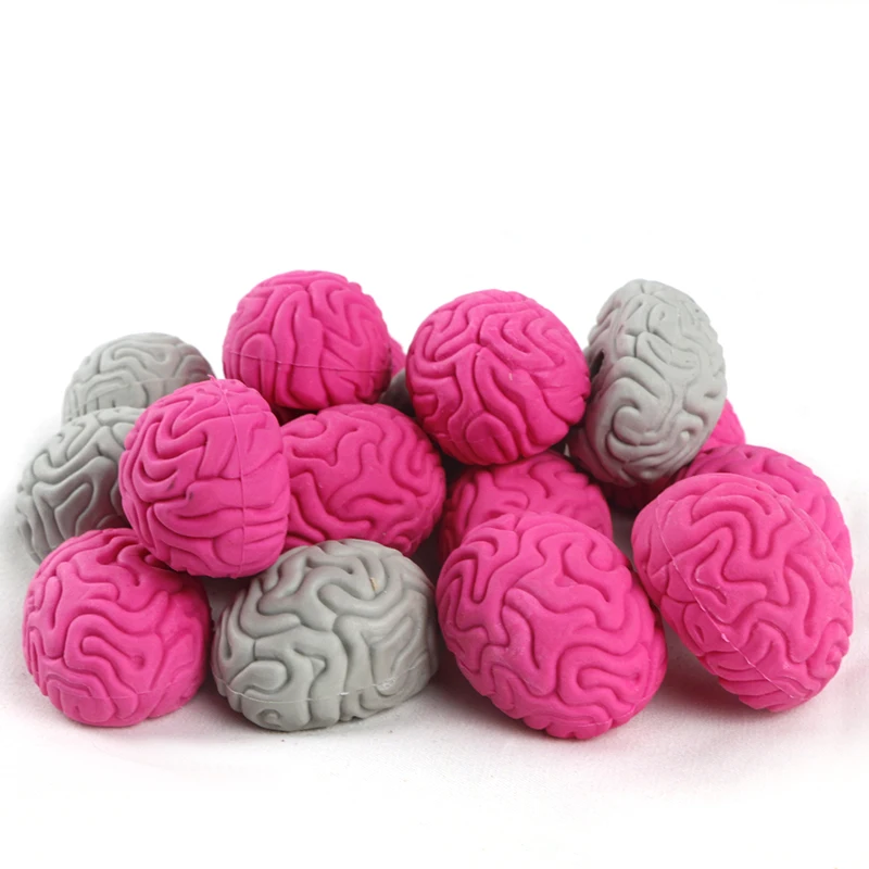Soododo Hot Sale Stationery 3D brain Skull Shaped Topper Pencil Eraser Office Eraser