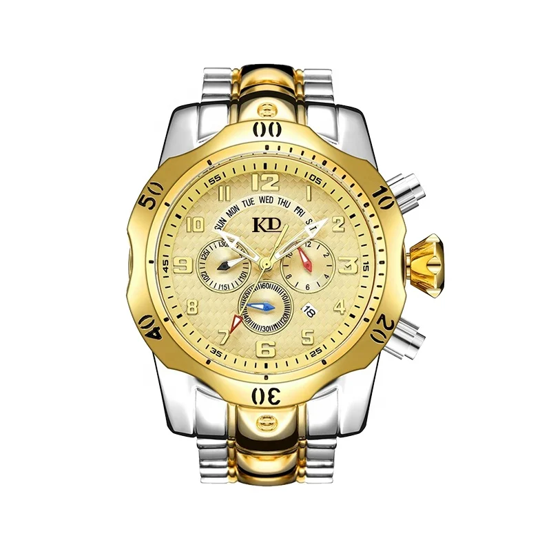 Man Quartz Watch Stainless Steel Buckle Sapphire Glass Men Sport Large Dial Stainless Steel USA Quartz Men Watch