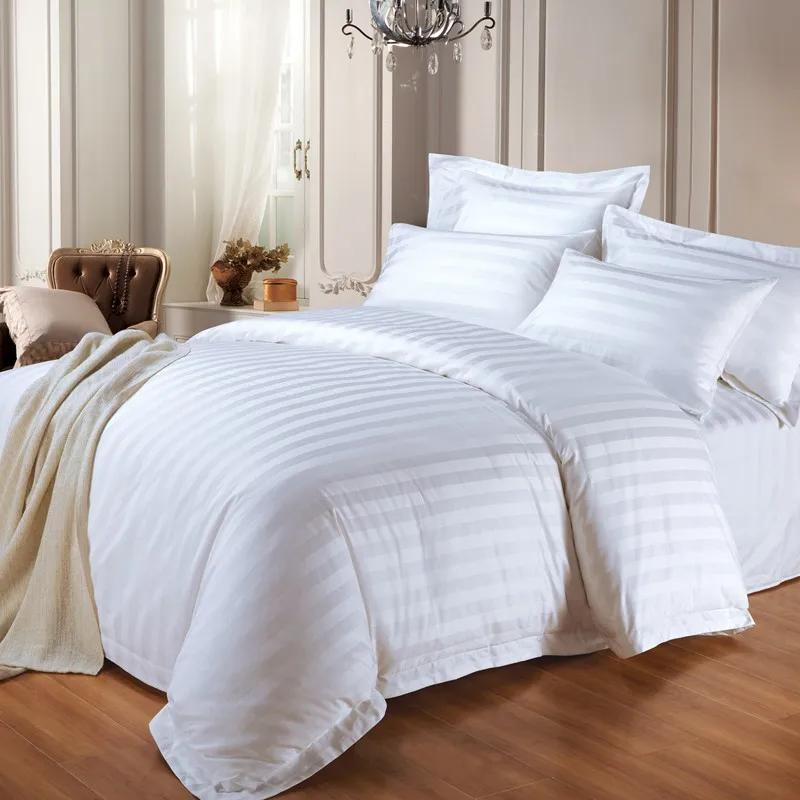 Star Hotel Duvet Cover 100% Cotton Plain White 60s Bed Sheet Bedding Set